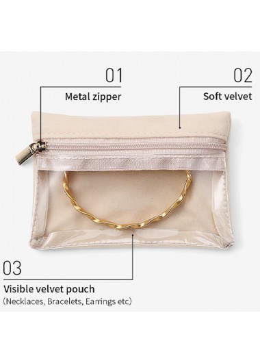 Modlily Beige Zipper Detail Jewelry Storage Bag - One Size