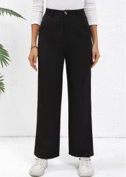 Modlily Black Button Straight Leg High Waisted Pants - S