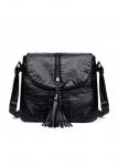 Modlily Black Cover Zipper Tassel Crossbody Bag - One Size