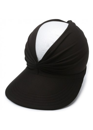 Modlily Black Cutout Ruched Design Visor Hat - One Size