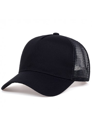 Modlily Black Hat Mesh Cotton Baseball Cap - One Size