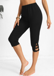 Modlily Black High Waisted Capri Elastic Waist Leggings - S