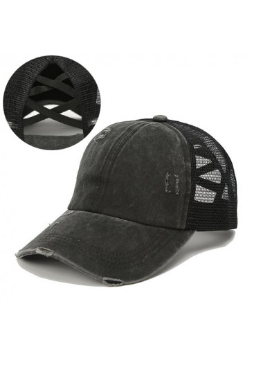 Modlily Black Mesh Patchwork Detail Baseball Cap - One Size