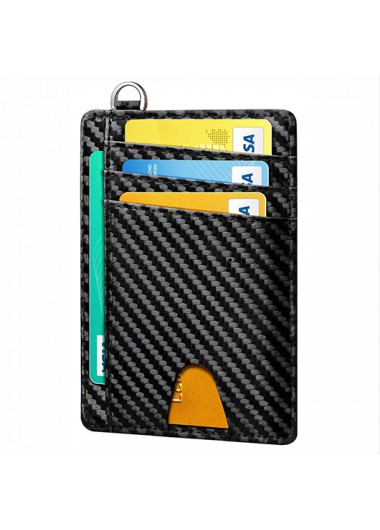 Modlily Black Open Anti-Theft Brush Calf Card Holder - One Size