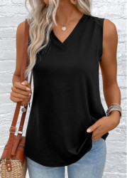 Modlily Black Patchwork V Neck Tank Top - S