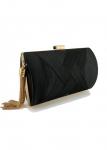 Modlily Black Pushlock Tassel Design Clutch Bag - One Size