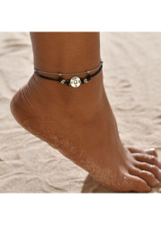 Modlily Black Round Alloy Layered Design Anklet - One Size