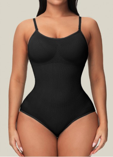 Modlily Black Skinny Spaghetti Strap Full Body Shaper - 3XL