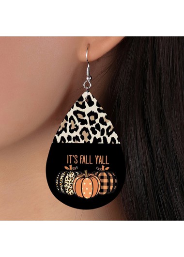 Modlily Black Teardrop Halloween Alloy Detail Earrings - One Size