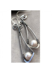 Modlily Bohemian Silver Alloy One Pair Earrings - One Size