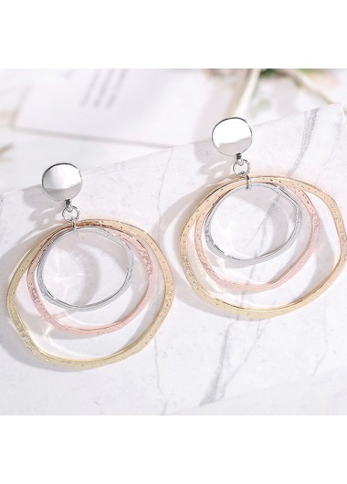 Modlily Champagne Geometric Round Design Alloy Earrings - One Size