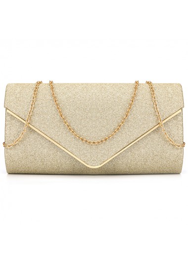 Modlily Champagne Shinning Magnetic Chains Clutch Bag - One Size