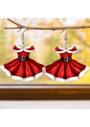 Modlily Christmas Dress Red Acrylic Detail Earrings - One Size