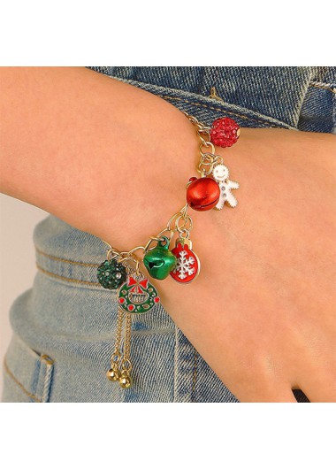 Modlily Christmas Golden Gingerbread Man Alloy Detail Bracelet - One Size