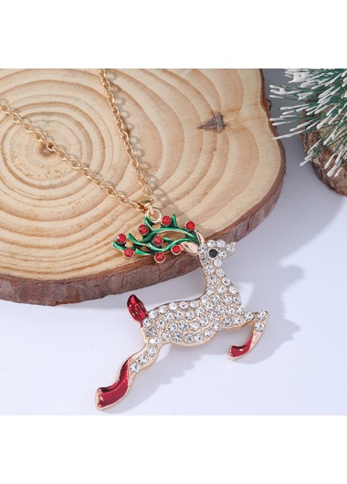 Modlily Christmas Golden Reindeer Design Alloy Necklace - One Size