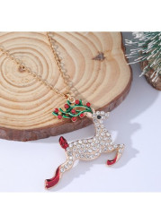 Modlily Christmas Golden Reindeer Design Alloy Necklace - One Size