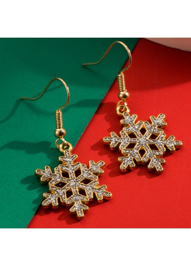 Modlily Christmas Golden Snowflake Design Alloy Earrings - One Size