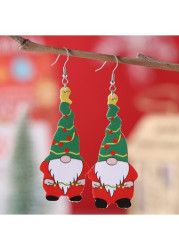 Modlily Christmas Green Santa Claus Faux Leather Earrings - One Size