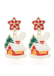 Modlily Christmas House Red Alloy Star Earrings - One Size