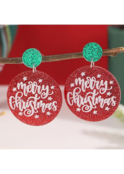 Modlily Christmas Letter Red Round Design Earrings - One Size