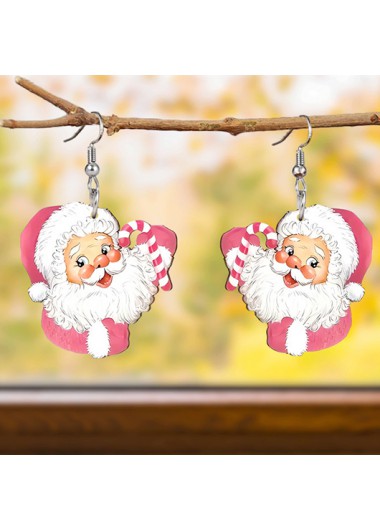 Modlily Christmas Pink Santa Claus Acrylic Detail Earrings - One Size