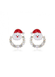 Modlily Christmas Red Alloy Artificial Rhinestone Earrings - One Size