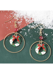 Modlily Christmas Red Round Alloy Detail Earrings - One Size