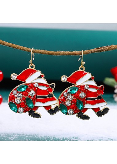 Modlily Christmas Red Santa Claus Alloy Detail Earrings - One Size