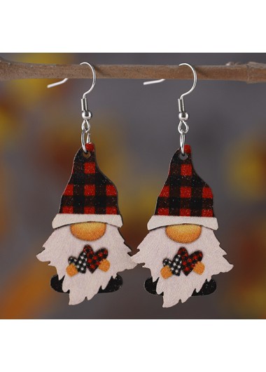 Modlily Christmas Red Santa Claus Wood Earrings - One Size