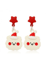 Modlily Christmas Red Santa Hat Alloy Earrings - One Size