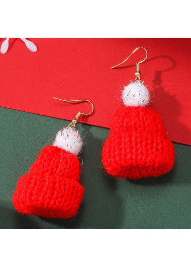 Modlily Christmas Red Santa Hat Detail Earrings - One Size