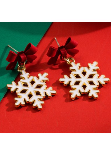 Modlily Christmas Red Snowflake Alloy Detail Earrings - One Size