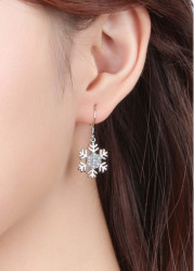 Modlily Christmas Silver Snowflake Alloy One Piece Earrings - One Size