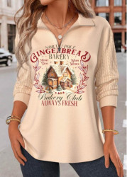 Modlily Christmas Skin Color Jacquard Long Sleeve Sweatshirt - S