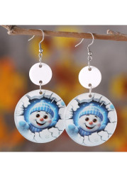 Modlily Christmas Sky Blue Acrylic Round Earrings - One Size