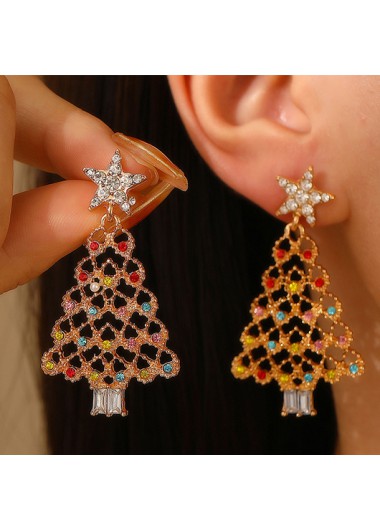 Modlily Christmas Tree Design Alloy Golden Earrings - One Size