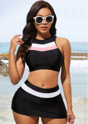 Modlily Contrast Mid Waist Black Bikini Set - XL