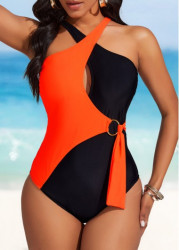 Modlily Criss Cross Cutout Orange One Piece Swimwear - XL