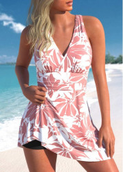 Modlily Criss Cross Floral Print Pink Swimdress Set - S