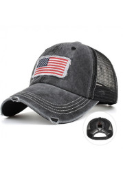 Modlily Cutout Black American Flag Print Hat Baseball Cap - One Size