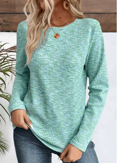 Modlily Cyan Dazzle Colorful Print Long Sleeve T Shirt - S