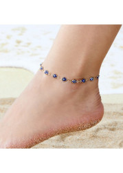 Modlily Dark Blue Geometric Design Alloy Anklet - One Size