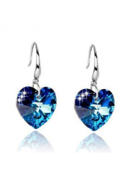 Modlily Dark Blue Heart Artificial Rhinestone Alloy Earrings - One Size