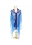 Modlily Dark Blue Ombre Contrast Patchwork Shawl - One Size