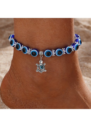 Modlily Dark Blue Turtle Design Alloy Anklet - One Size