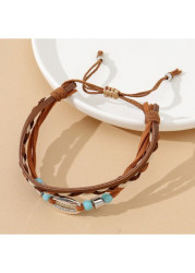 Modlily Dark Coffee Layered Faux Leather Bracelet - One Size