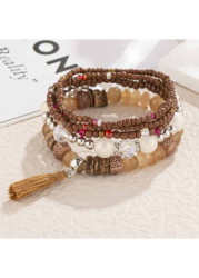 Modlily Dark Coffee Multi-layer Alloy Detail Bracelets - One Size