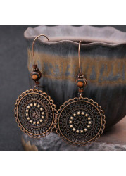 Modlily Dark Coffee Round Alloy Detail Earrings - One Size