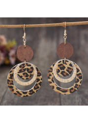 Modlily Dark Coffee Round Faux Leather Earrings - One Size