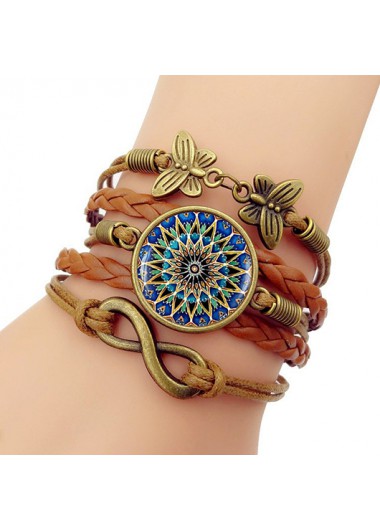 Modlily Dark Coffee Tribal Round Alloy Bracelet - One Size